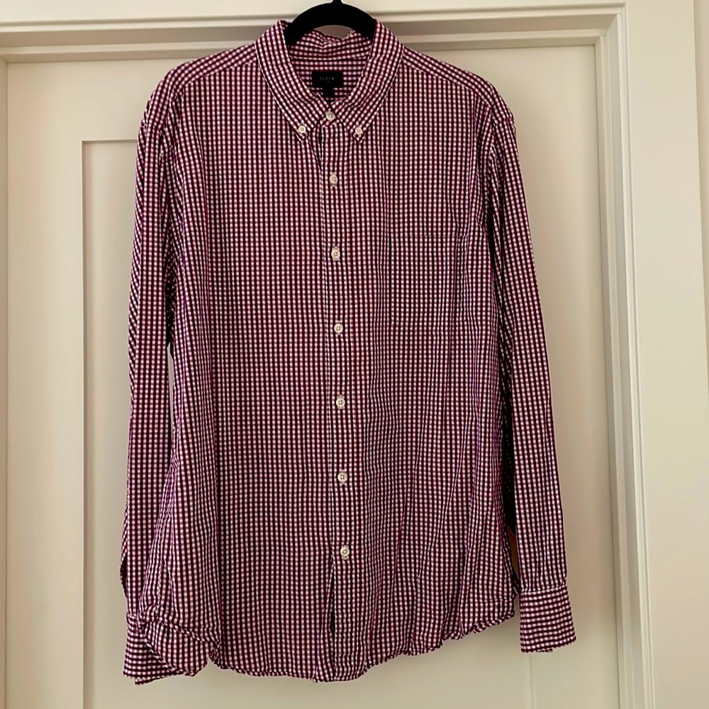 J.Crew Men's Gingham Button-down Shirt, Size XL